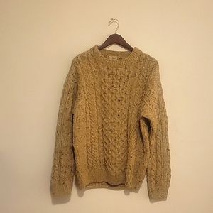 LL Bean Men's Heritage Sweater, Irish Fisherman's Crewneck 100% Wool